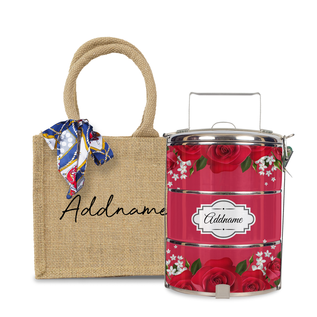 Full Red Rose Tiffin Carrier