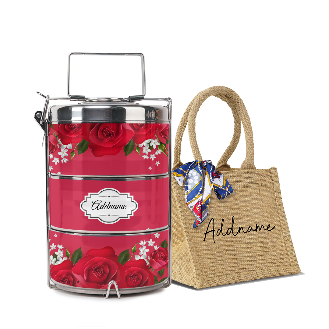 Full Red Rose Tiffin Carrier
