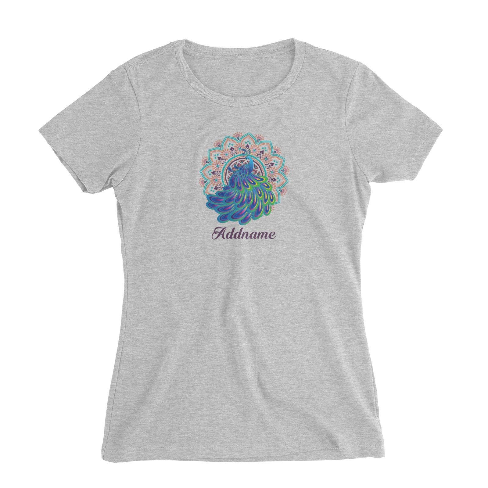Deepavali Series Virtue Peacock with Turquoise Mandala Women's Slim Fit T-Shirt