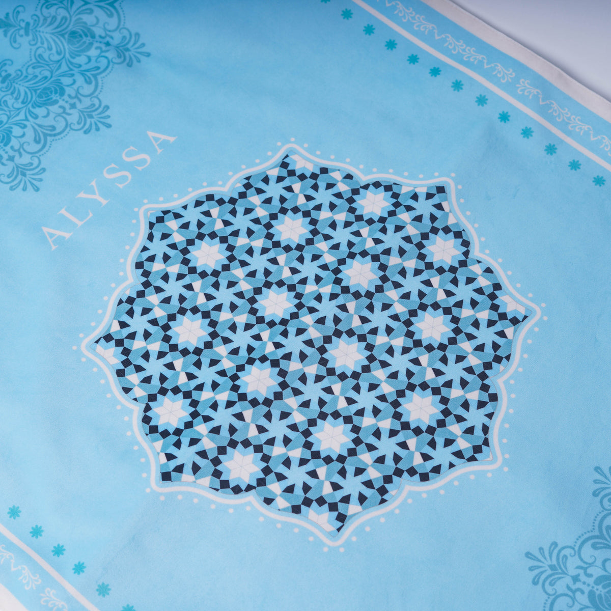 Ornamental Series - Sky Blue Mat with Light Blue Half Lining Small Canvas Bag