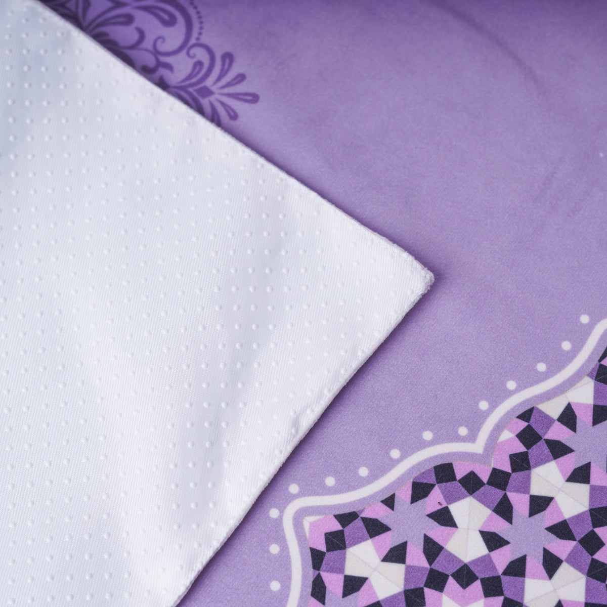 Ornamental Series - Pastel Purple Prayer Mat with Natural Half Lining Small Canvas Bag