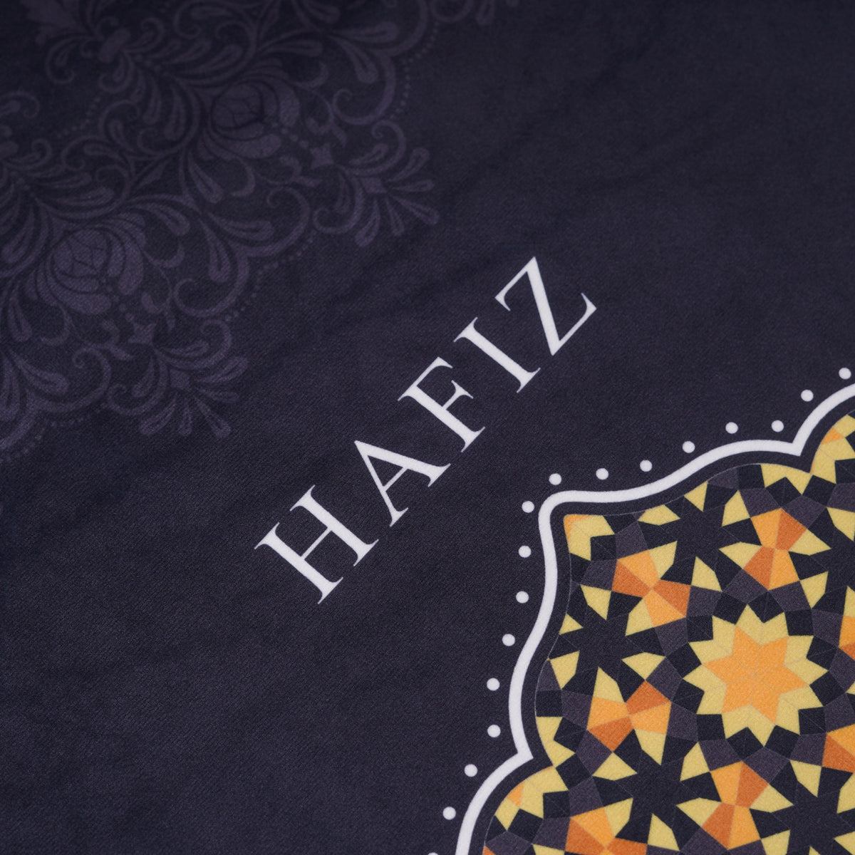 Ornamental Series - Black  Prayer Mat with Black Half Lining Small Canvas Bag