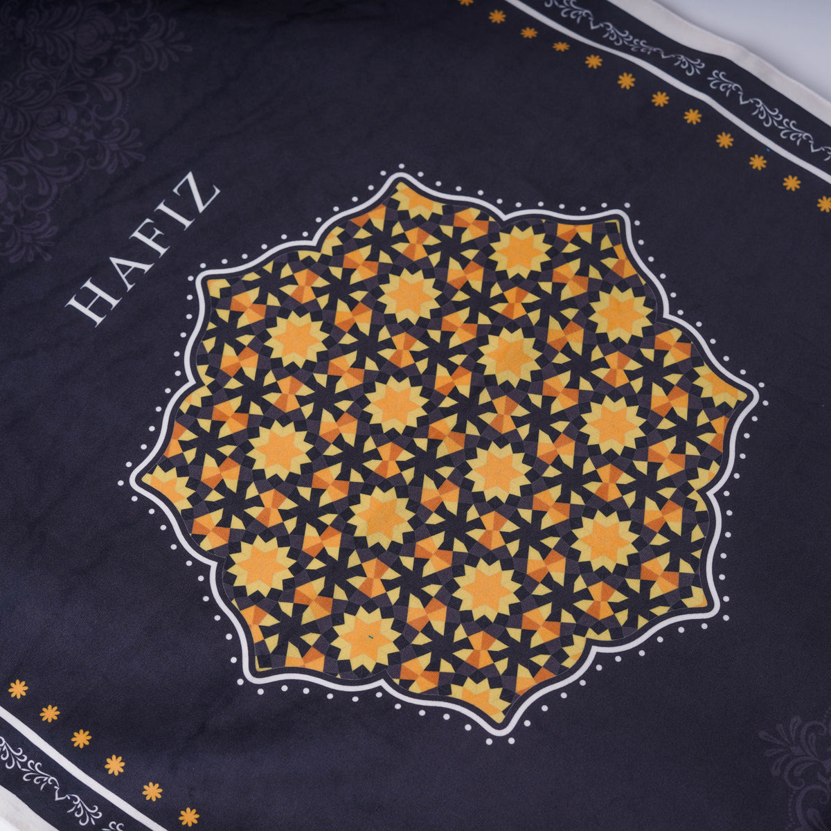 Ornamental Series - Black  Prayer Mat with Black Half Lining Small Canvas Bag