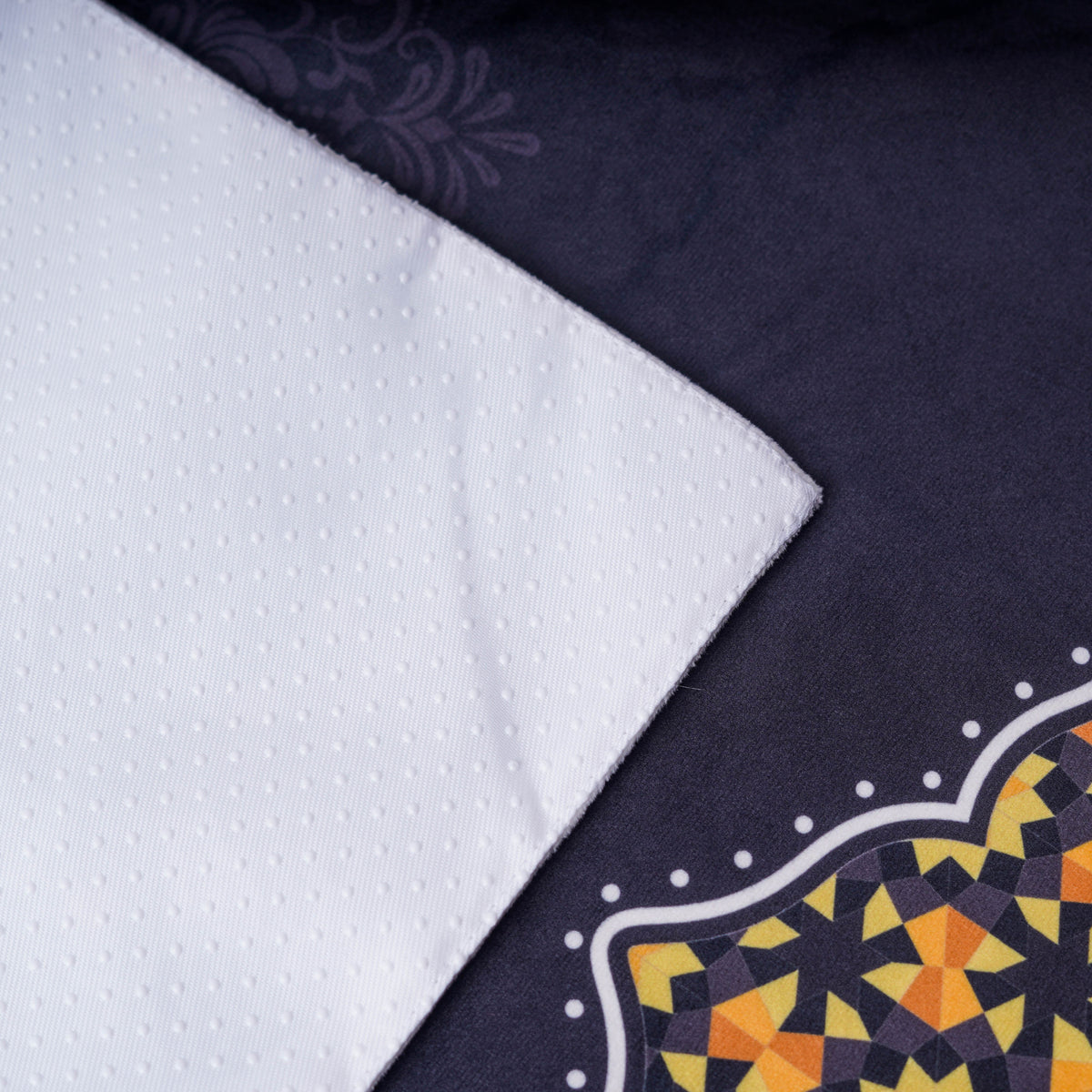 Ornamental Series - Black  Prayer Mat with Black Half Lining Small Canvas Bag