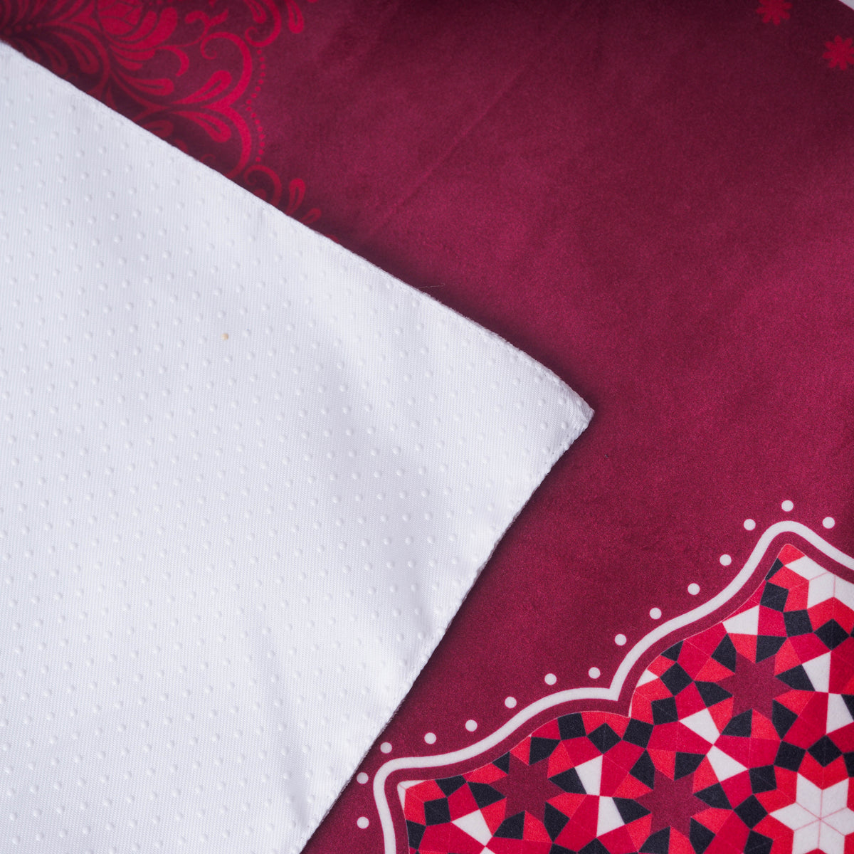 Ornamental Series - Rouge Prayer Mat with Red Half Lining Small Canvas Bag