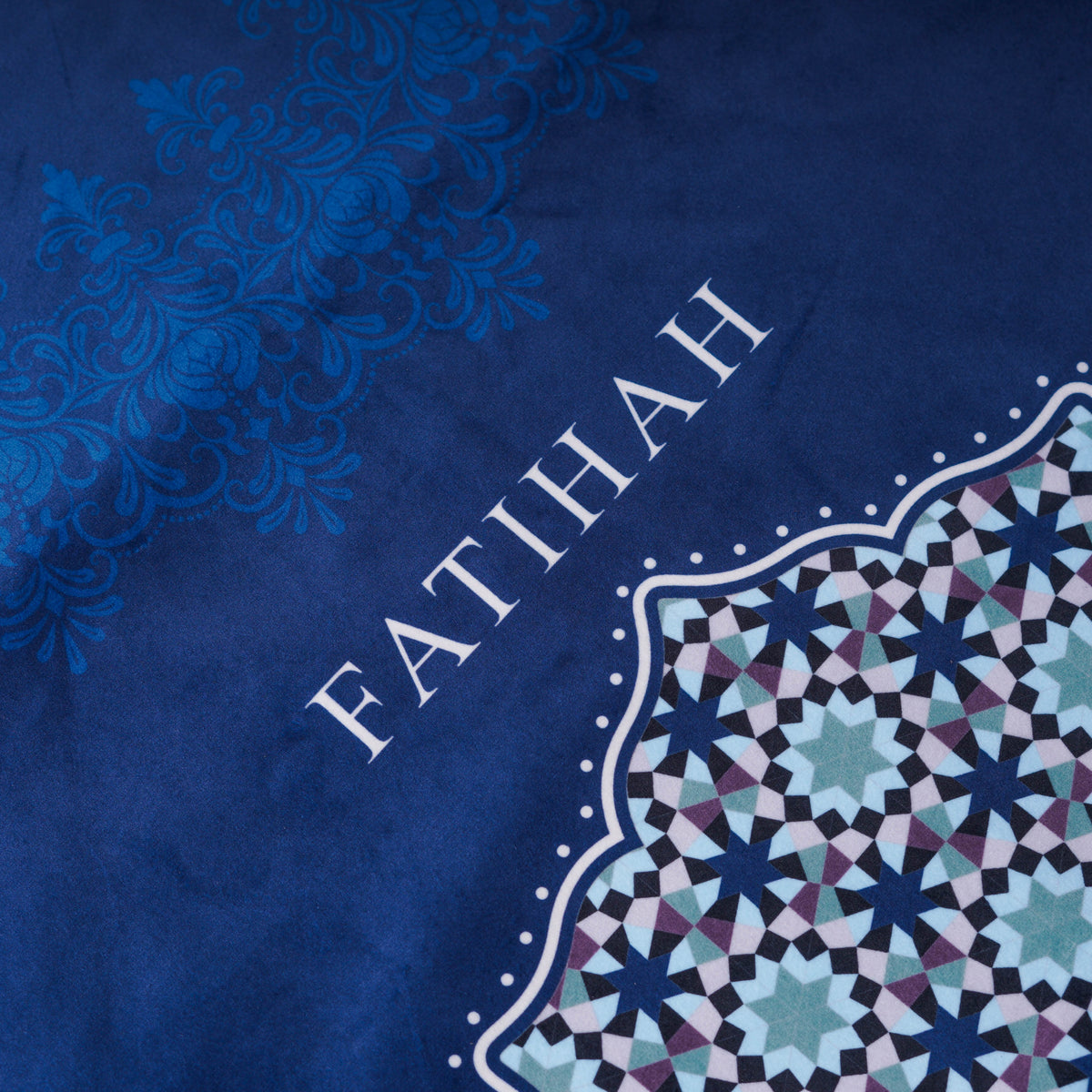 Ornamental Series - Prussian Blue Prayer Mat with Navy Half Lining Small Canvas Bag