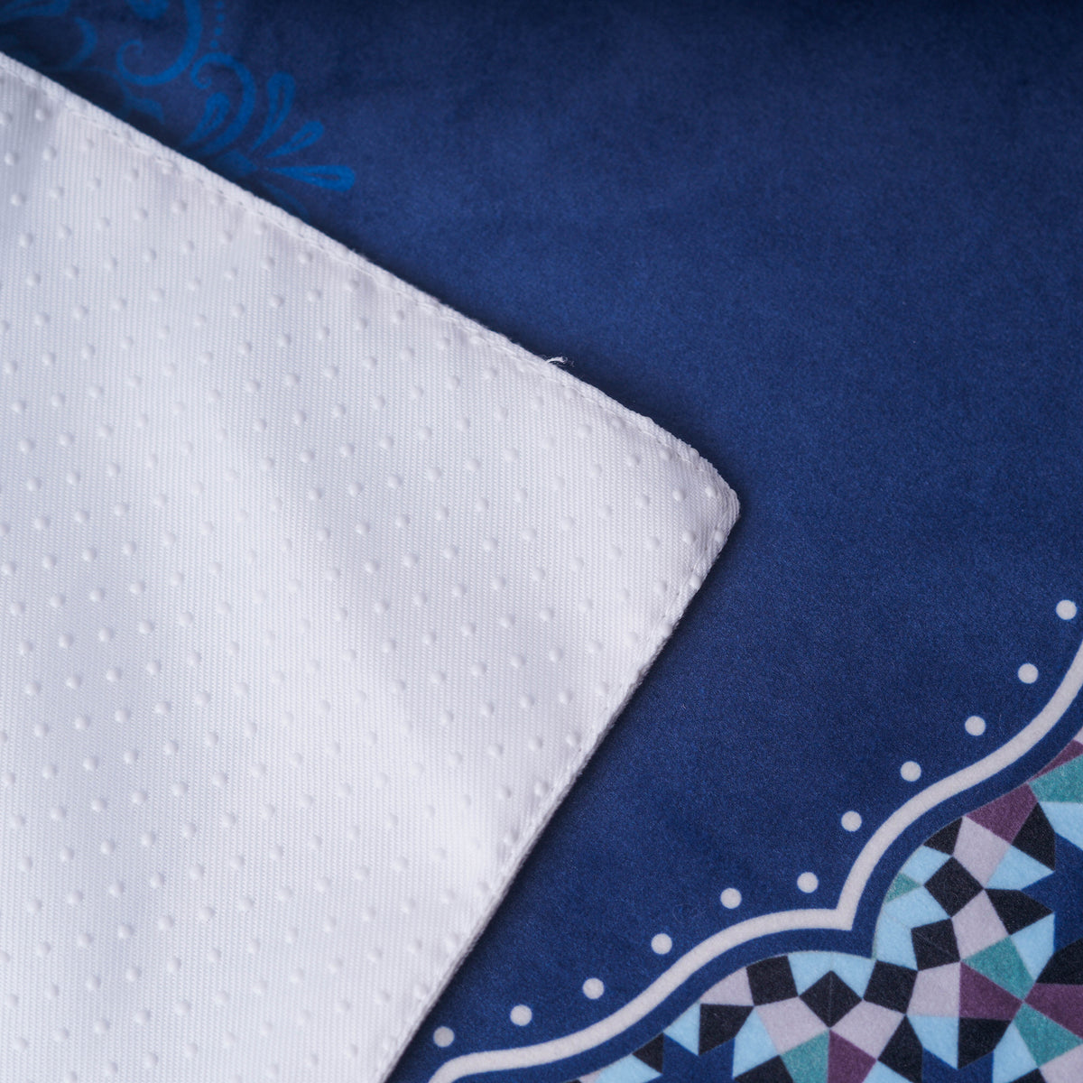 Ornamental Series - Prussian Blue Prayer Mat with Navy Half Lining Small Canvas Bag