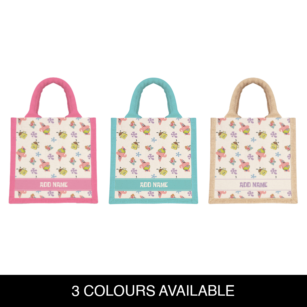 SpongeBob - Happy Walking Pattern Personalized Half Lining Lunch Bag