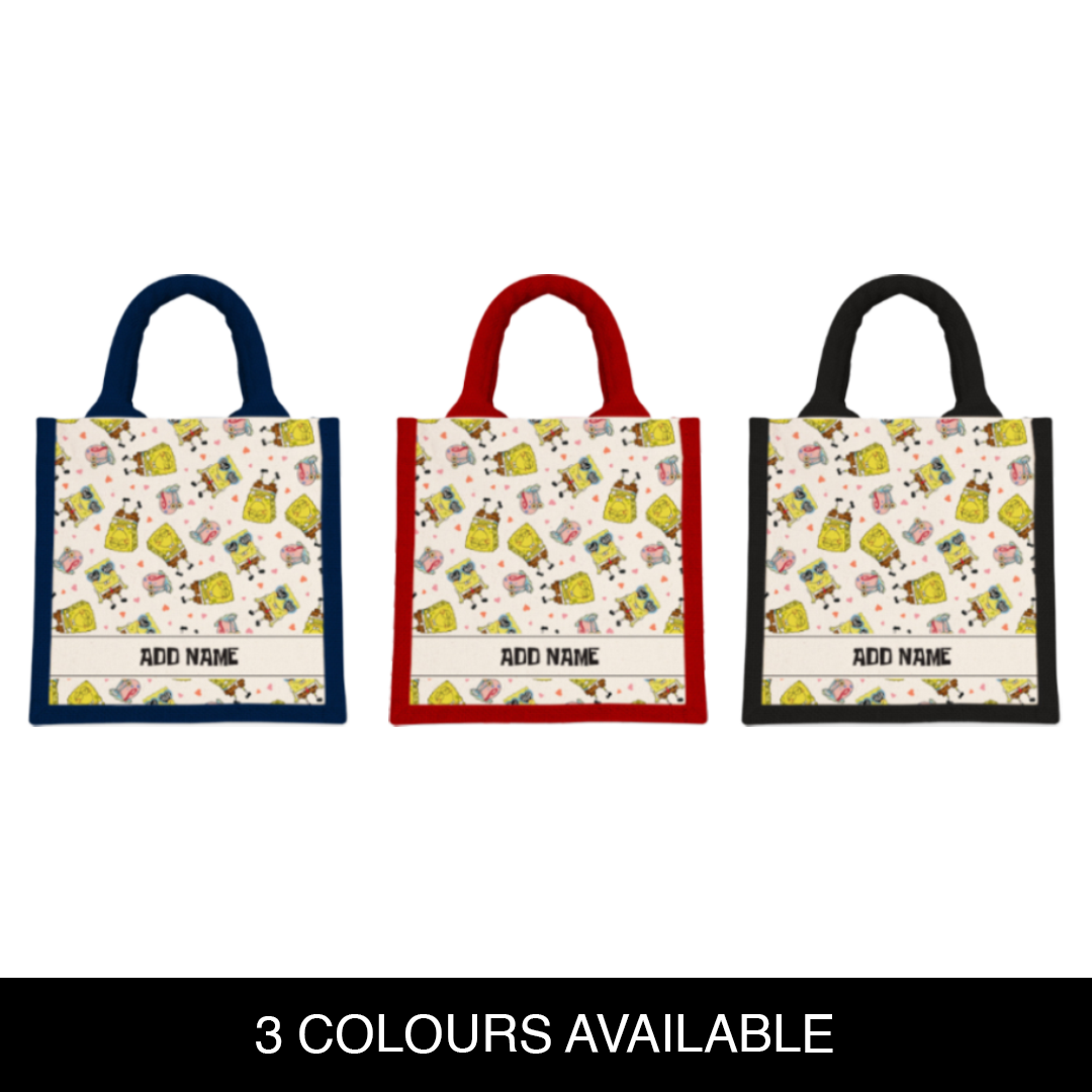 SpongeBob - Get Happy Pattern Personalized Half Lining Lunch Bag