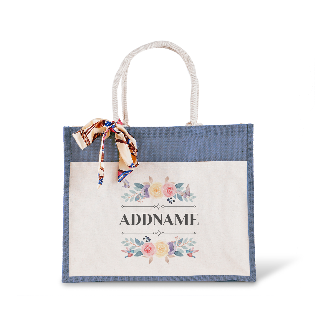 Le Fleur Series Raffinée Grey Jute Bag with Front Pocket