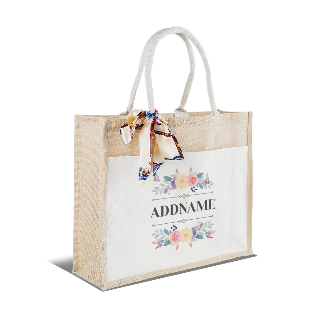 Le Fleur Series Raffinée Natural Jute Bag with Front Pocket