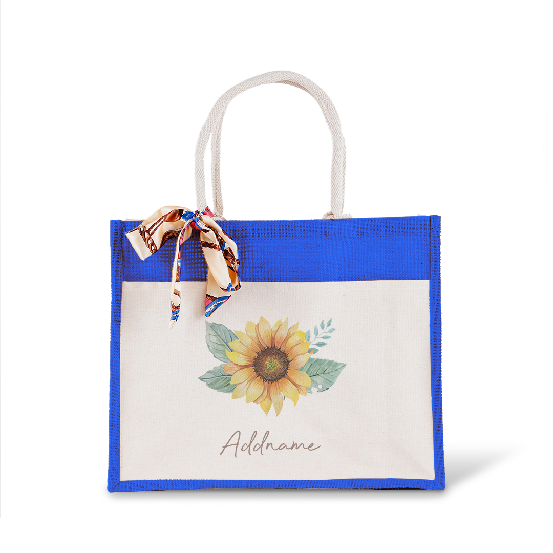 Sunflower With Jute Bag with Front Pocket