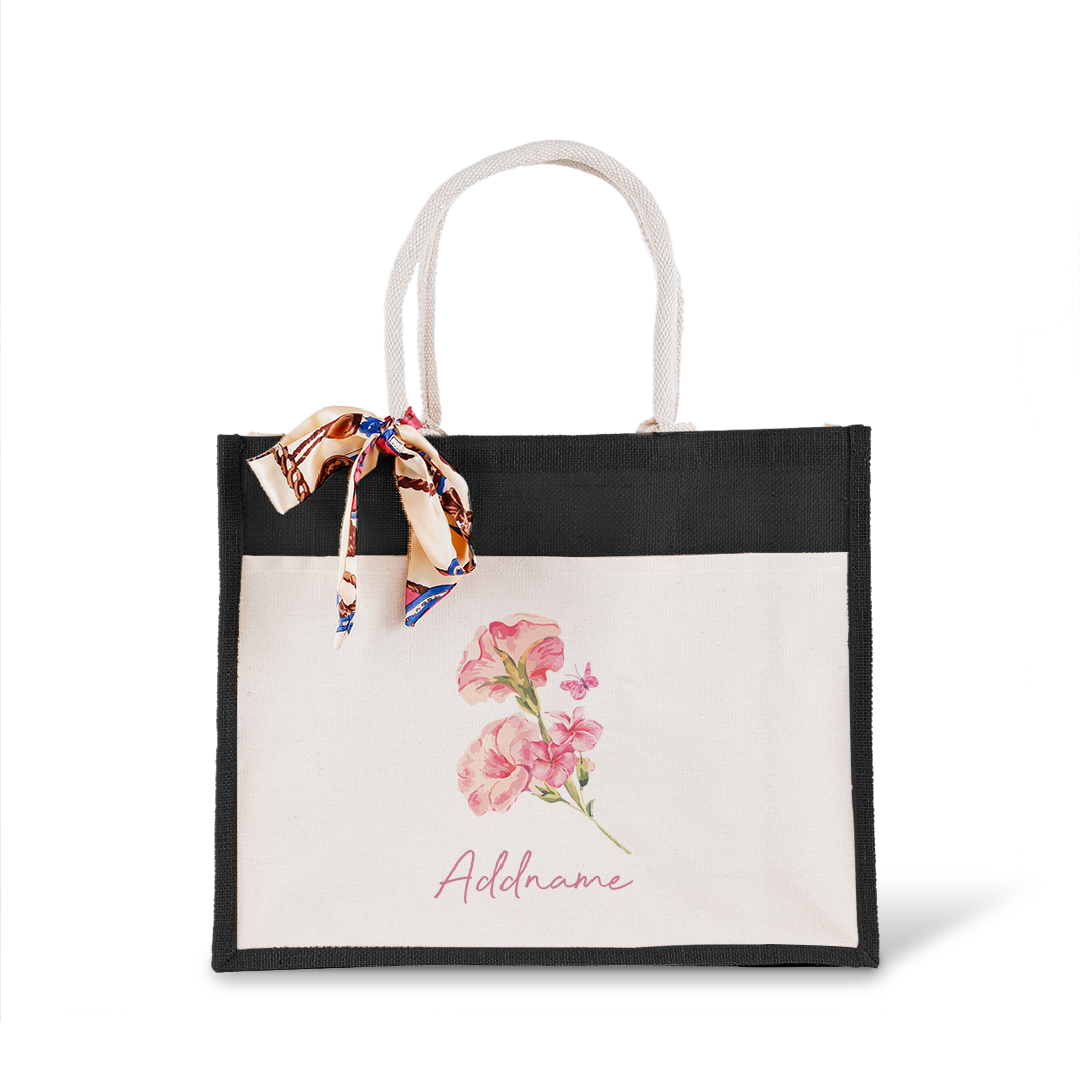 Petunia With Jute Bag with Front Pocket