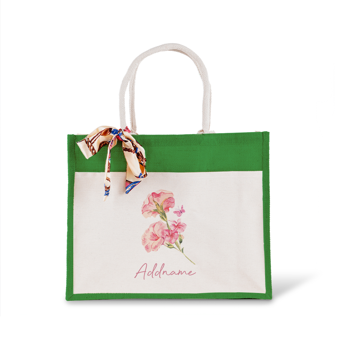 Petunia With Jute Bag with Front Pocket