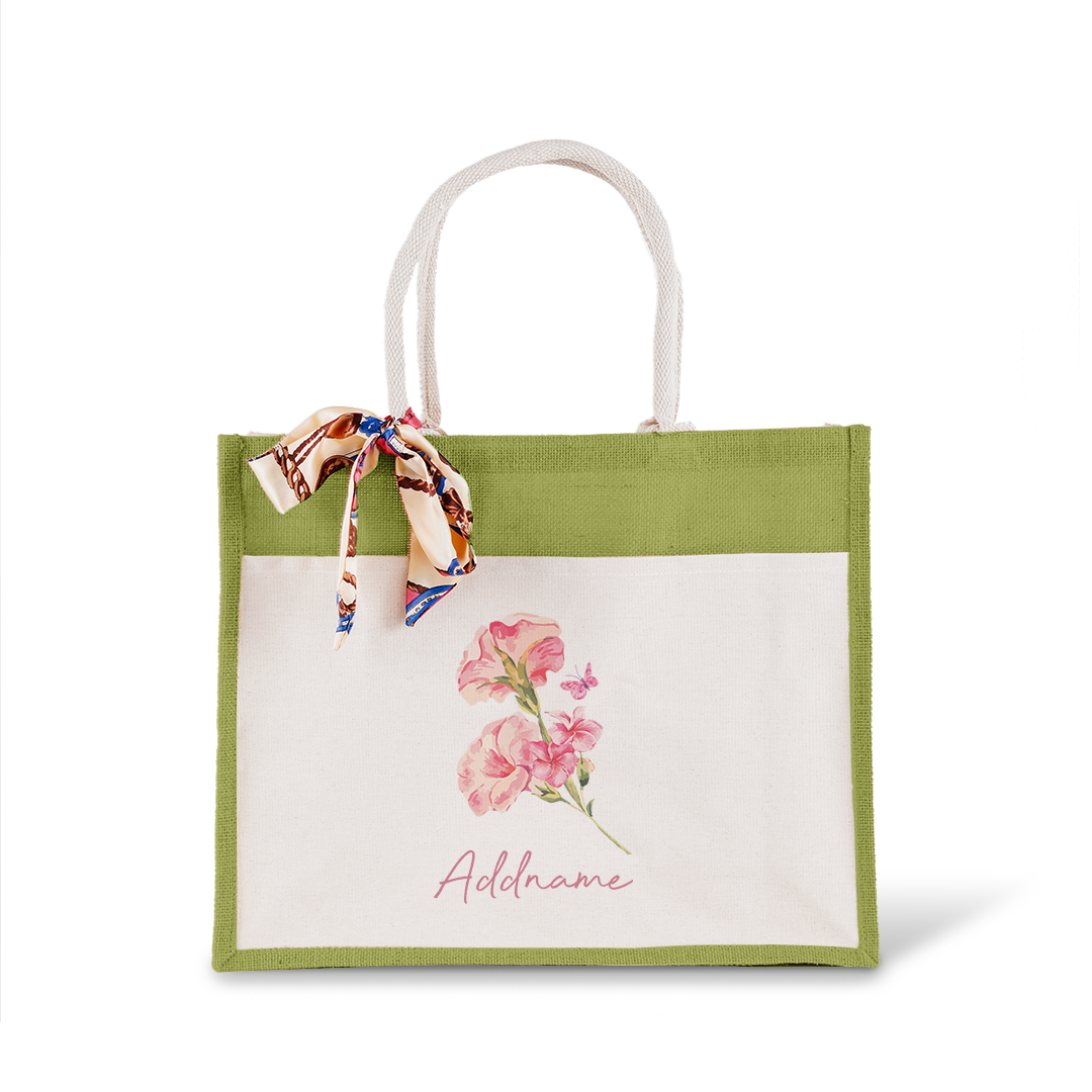 Petunia With Jute Bag with Front Pocket