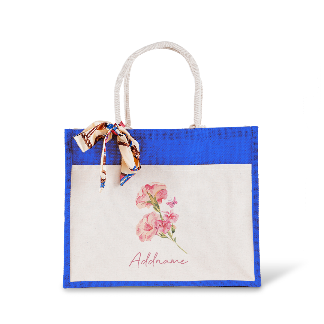 Petunia With Jute Bag with Front Pocket