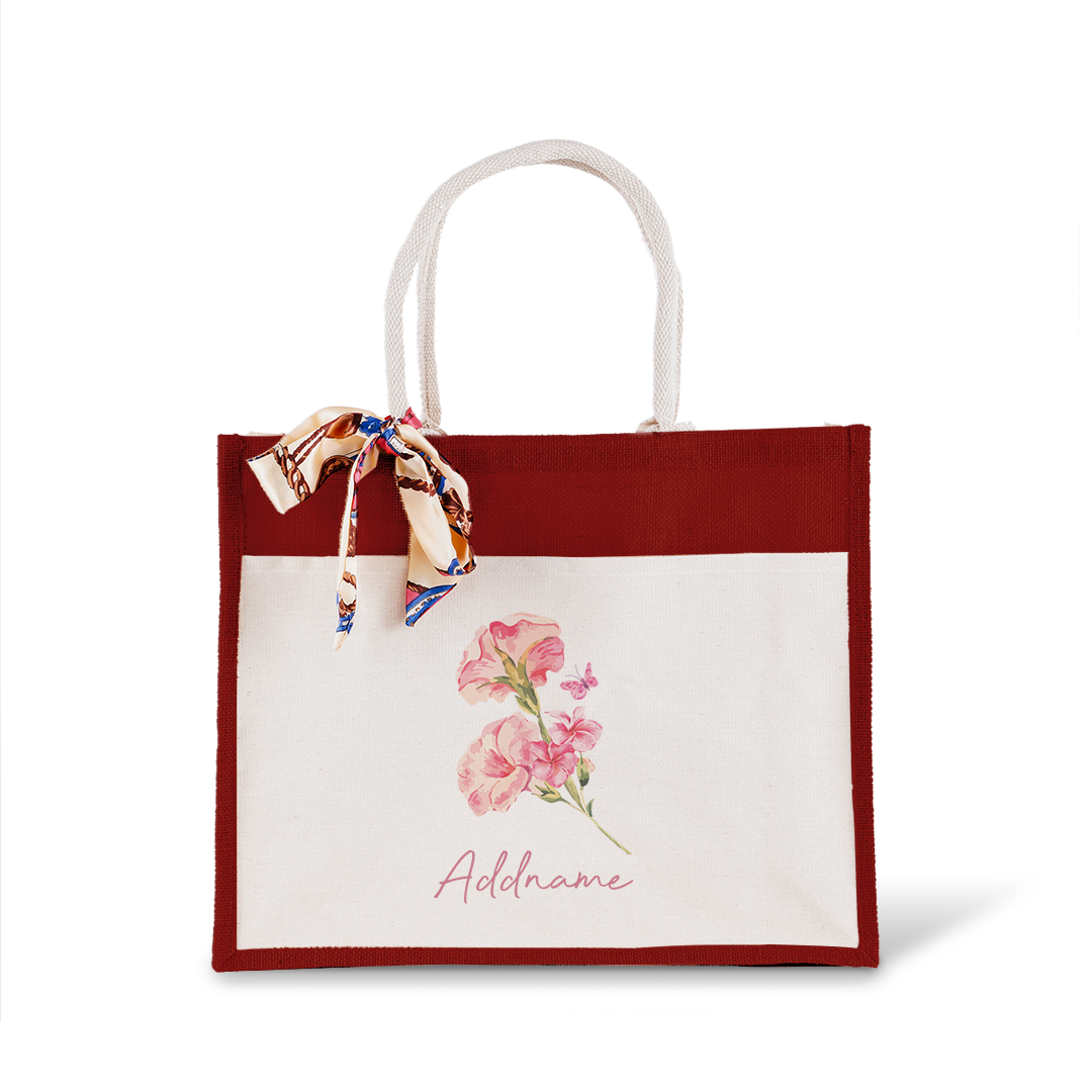 Petunia With Jute Bag with Front Pocket