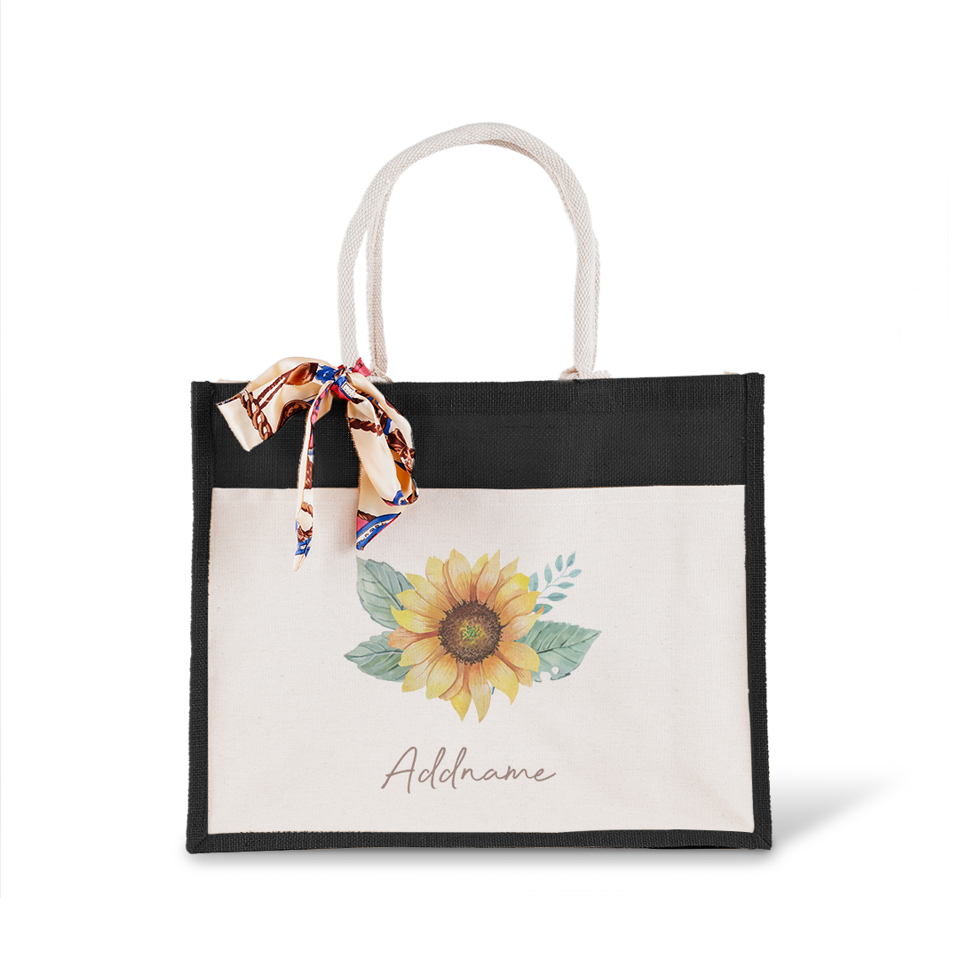 Sunflower With Jute Bag with Front Pocket