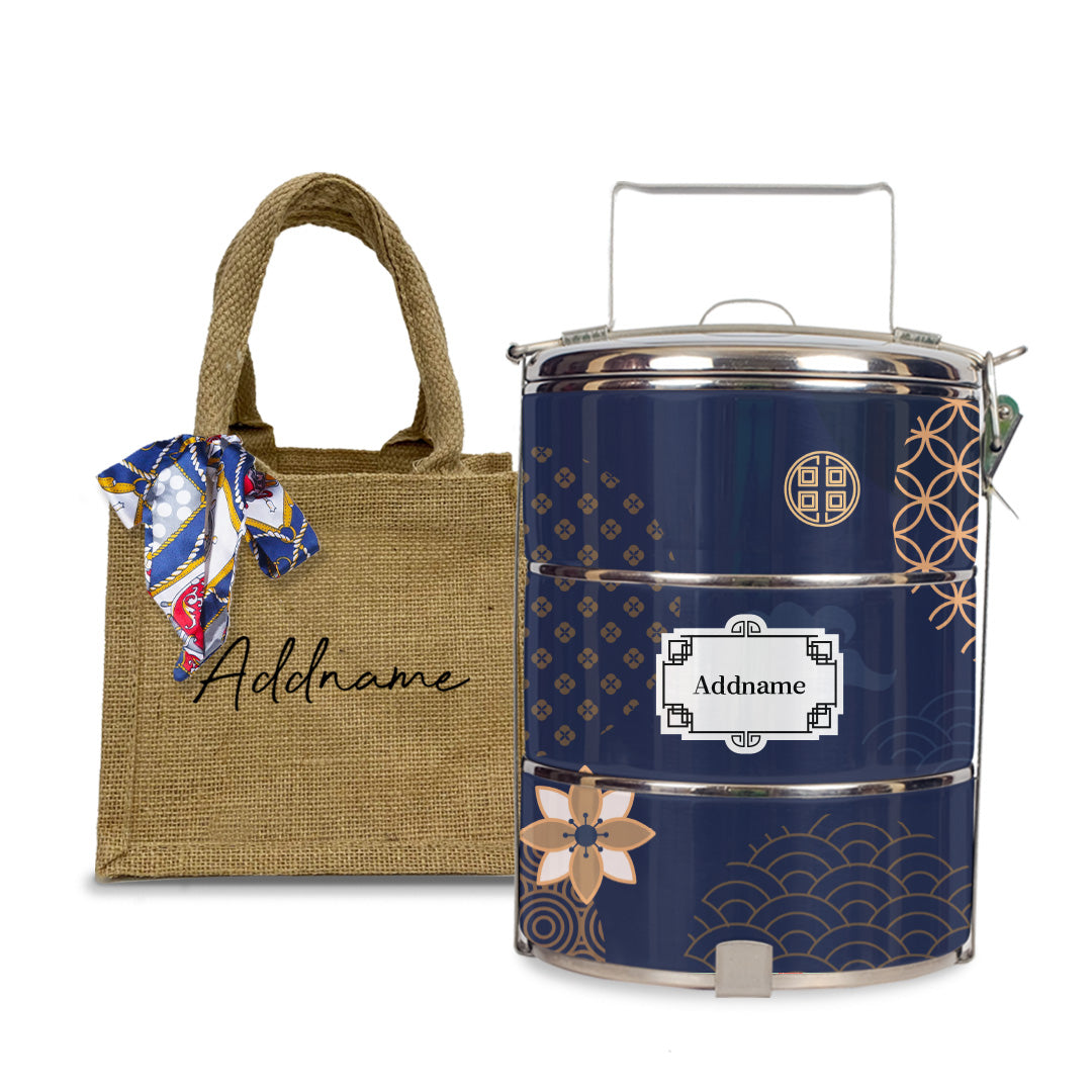 Japanese Golden Navy Tiffin Carrier