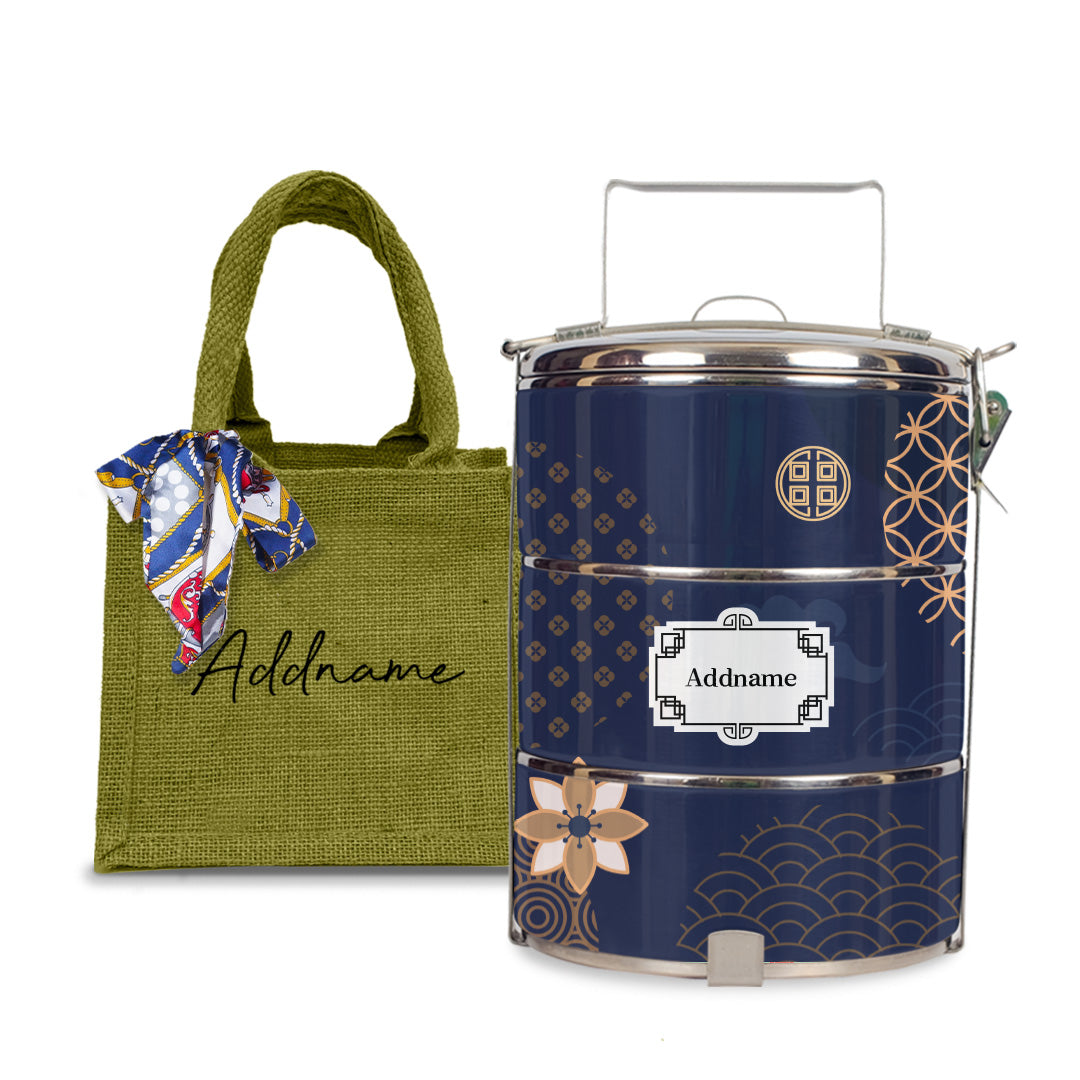 Japanese Golden Navy Tiffin Carrier