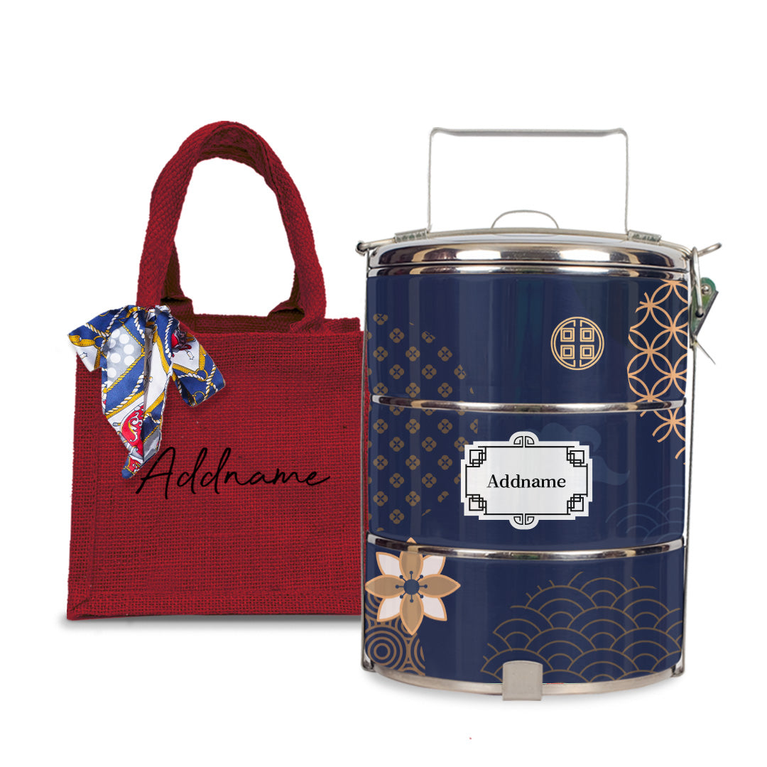 Japanese Golden Navy Tiffin Carrier