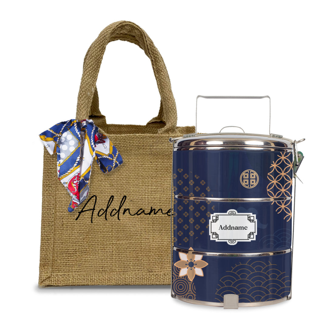 Japanese Golden Navy Tiffin Carrier