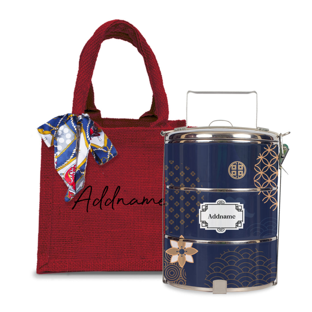 Japanese Golden Navy Tiffin Carrier