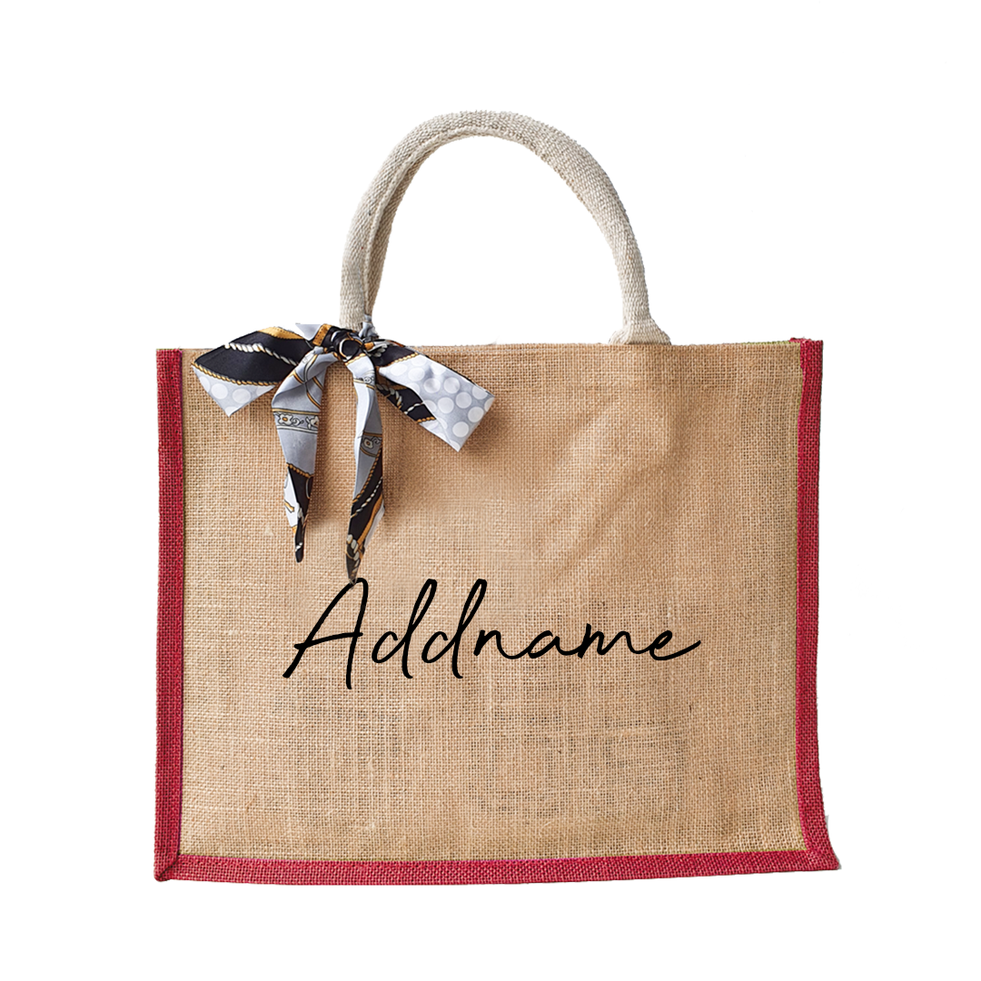 Brown Jute Bag with Colour Lining