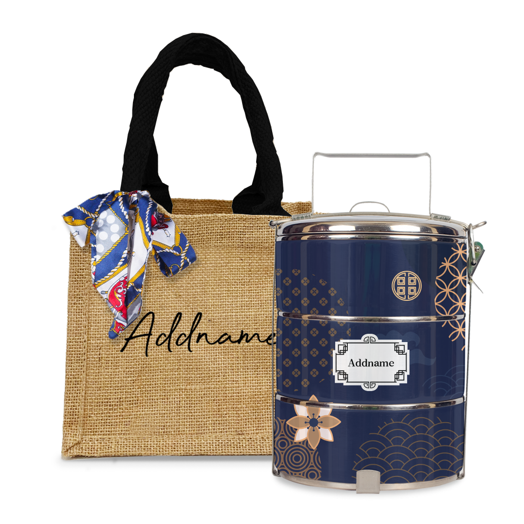 Japanese Golden Navy Tiffin Carrier