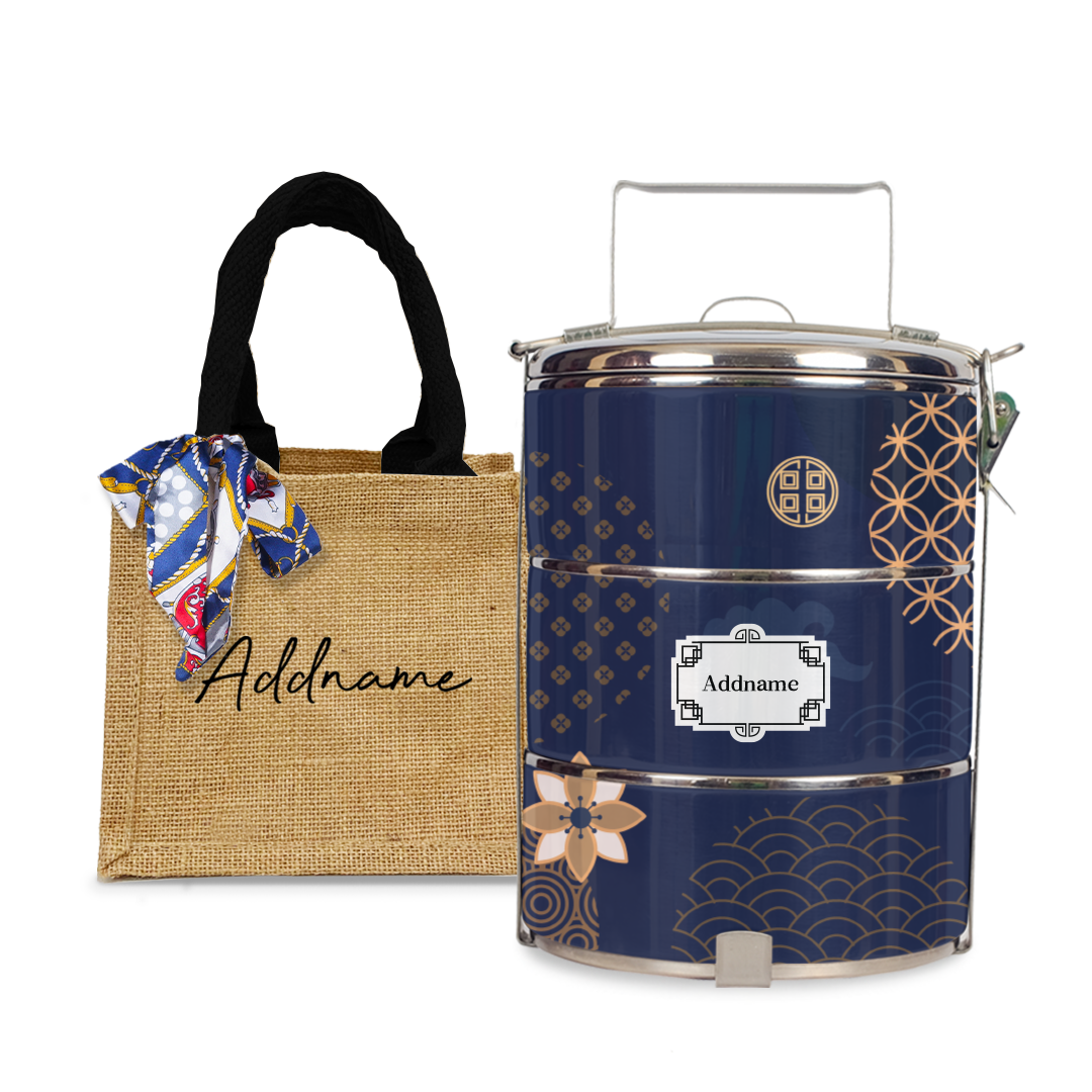 Japanese Golden Navy Tiffin Carrier