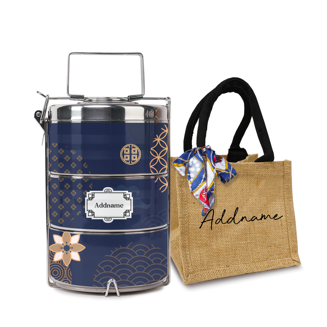 Japanese Golden Navy Tiffin Carrier