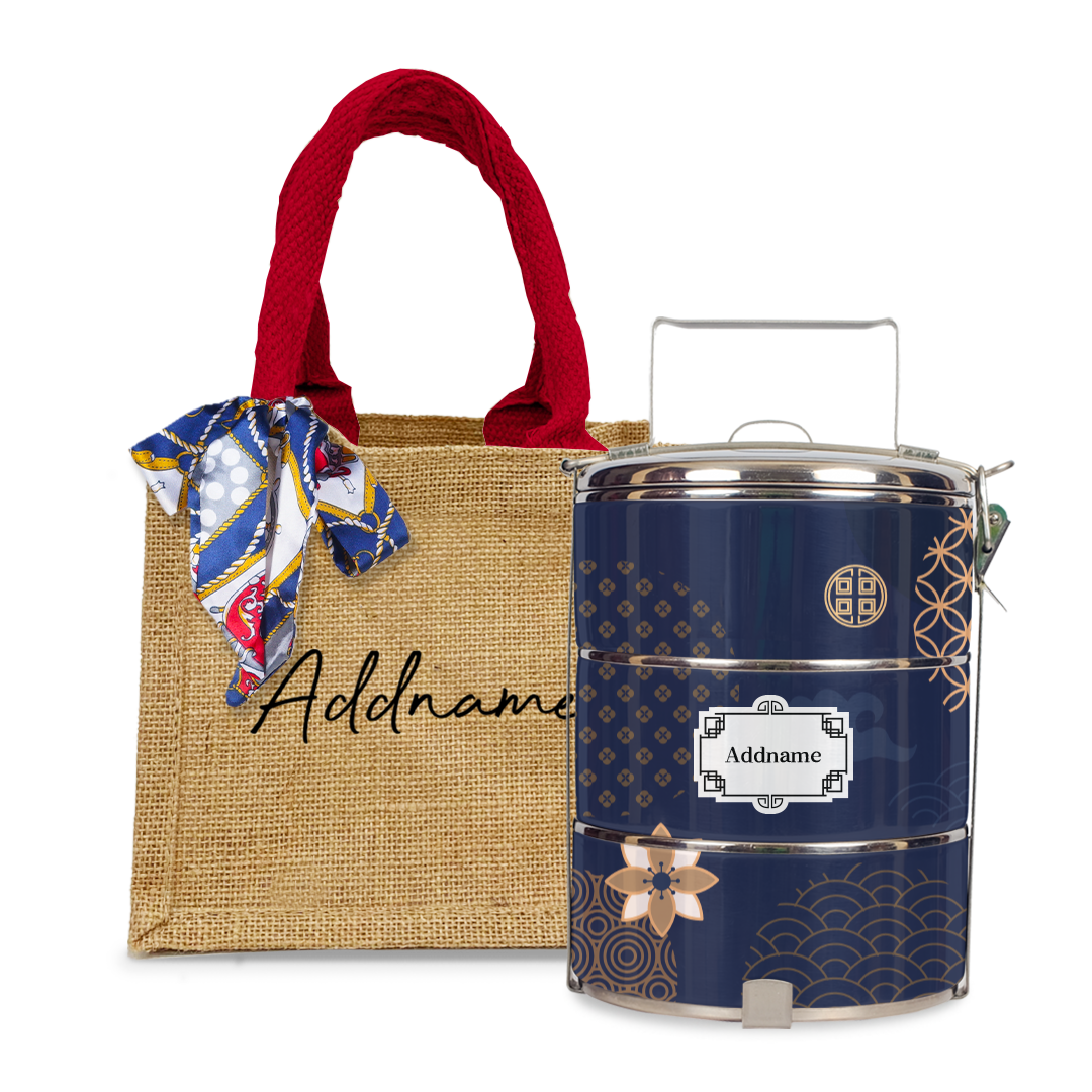 Japanese Golden Navy Tiffin Carrier