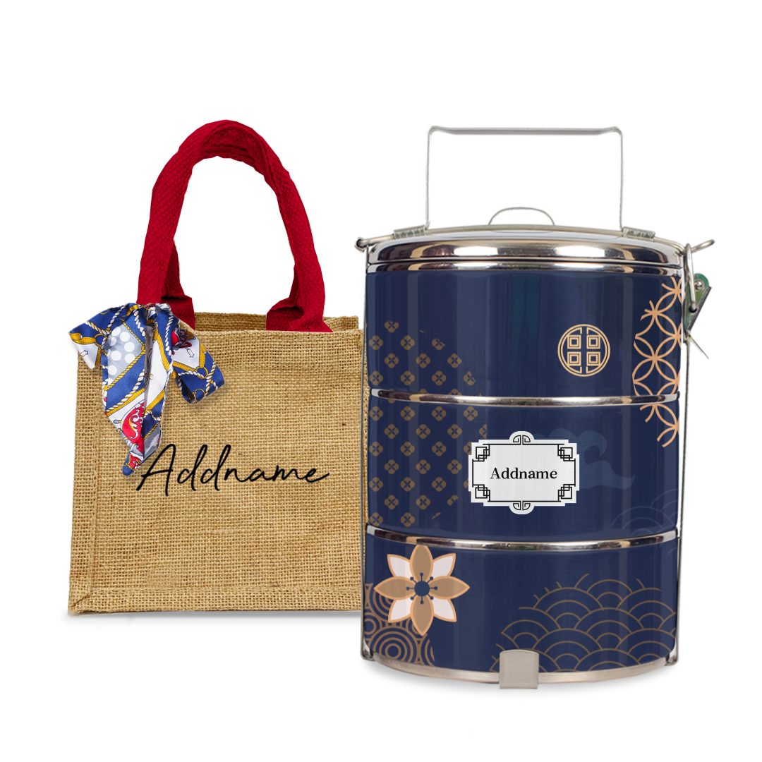 Japanese Golden Navy Tiffin Carrier