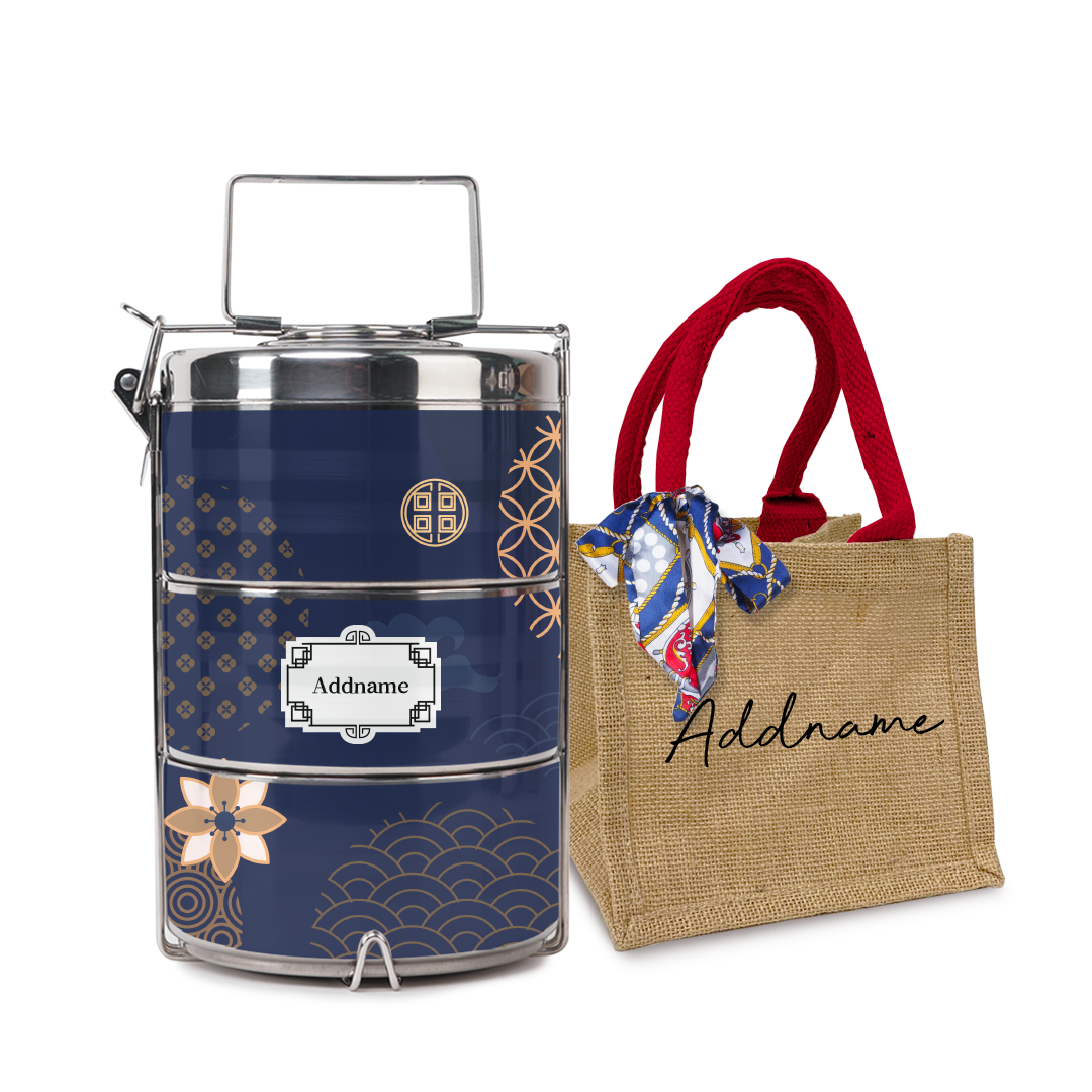 Japanese Golden Navy Tiffin Carrier