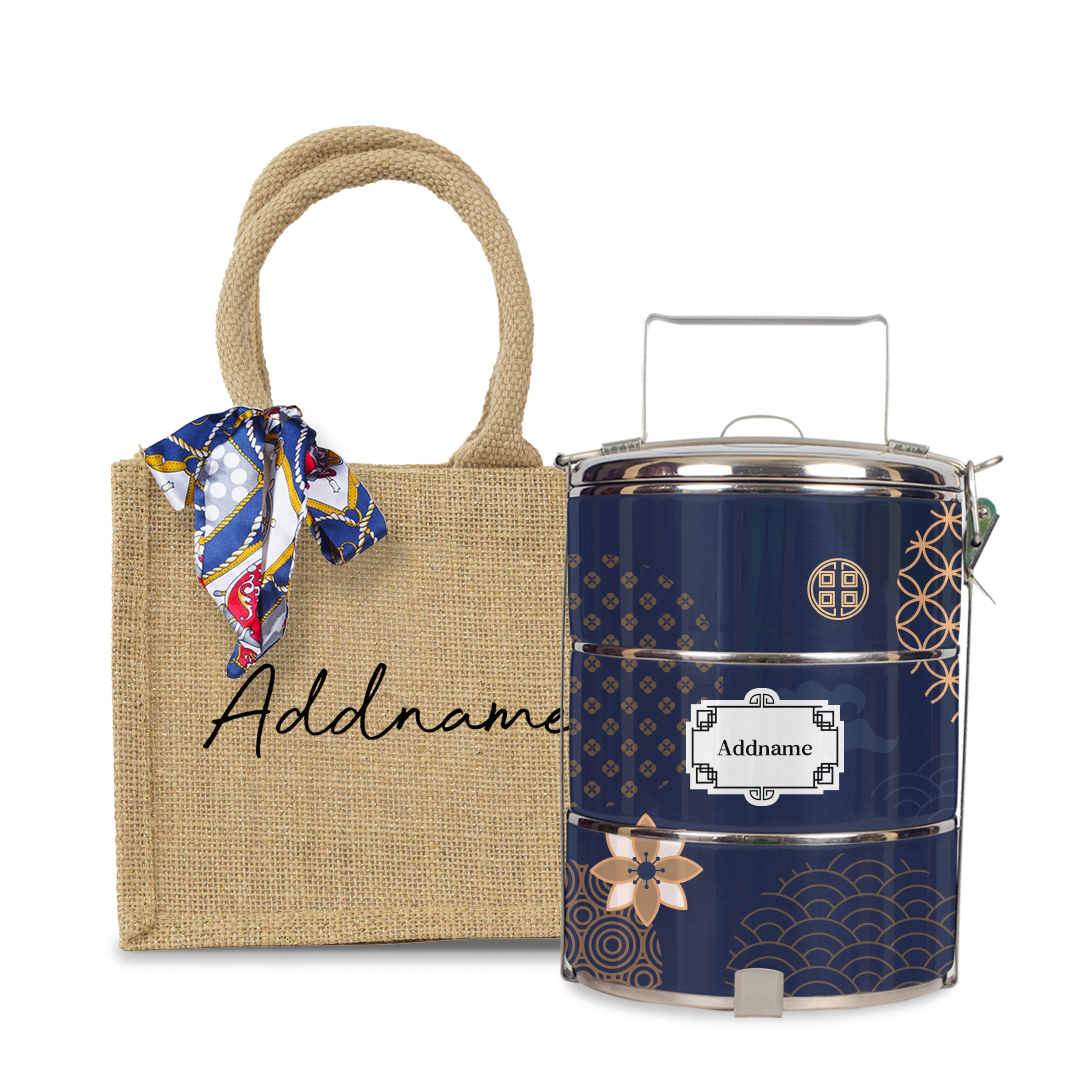 Japanese Golden Navy Tiffin Carrier