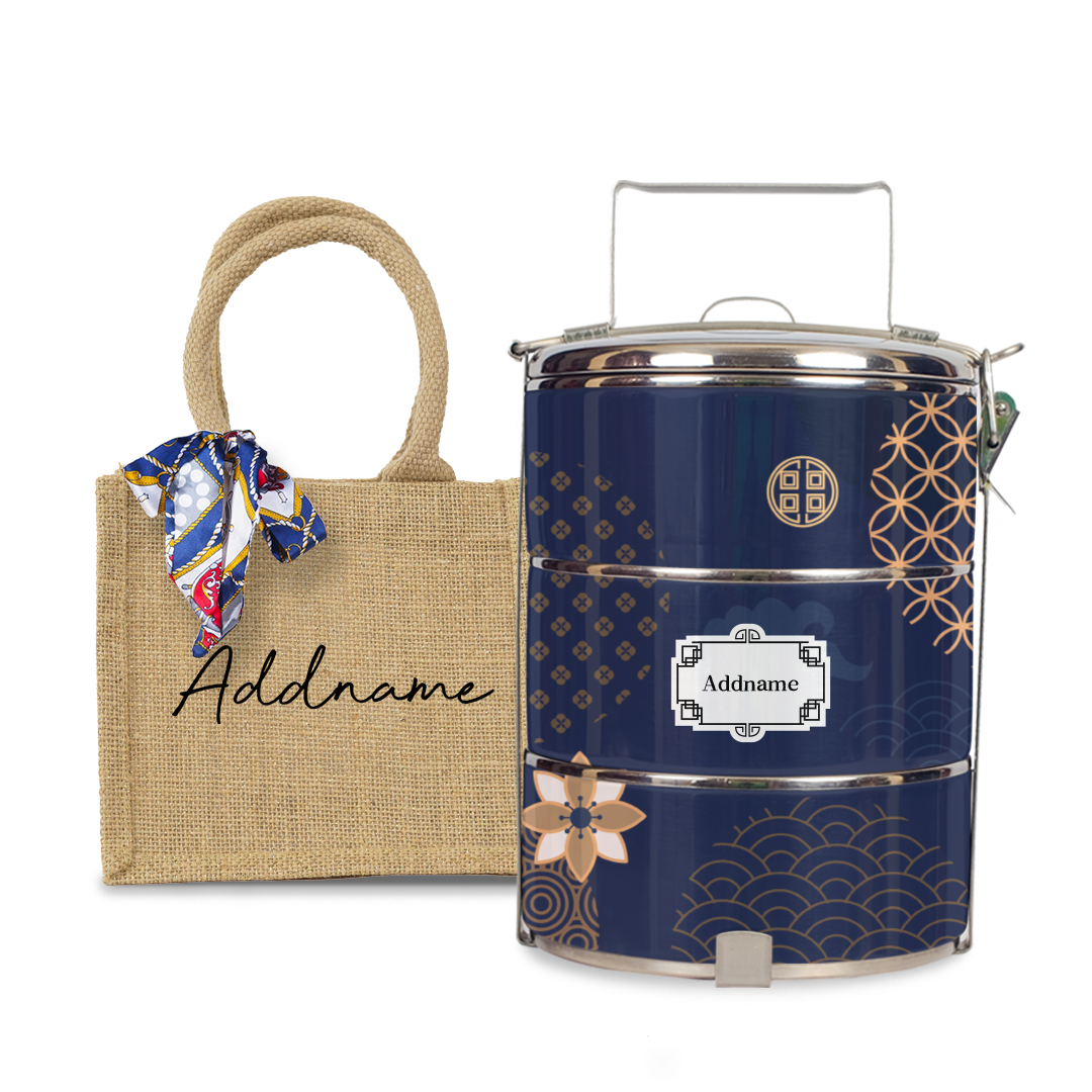 Japanese Golden Navy Tiffin Carrier