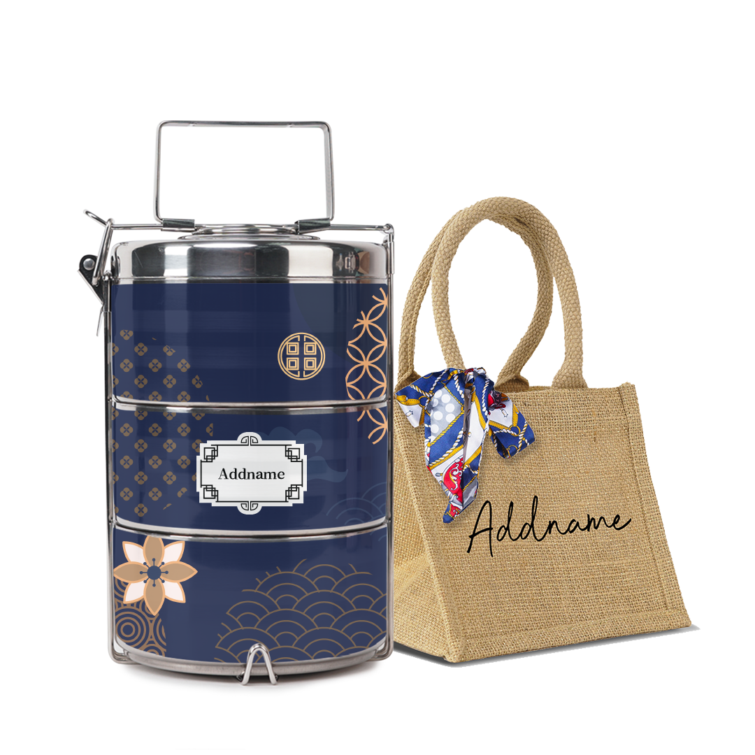 Japanese Golden Navy Tiffin Carrier