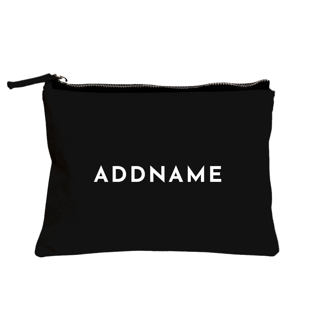 Personalised Black Zipper Pouch - White