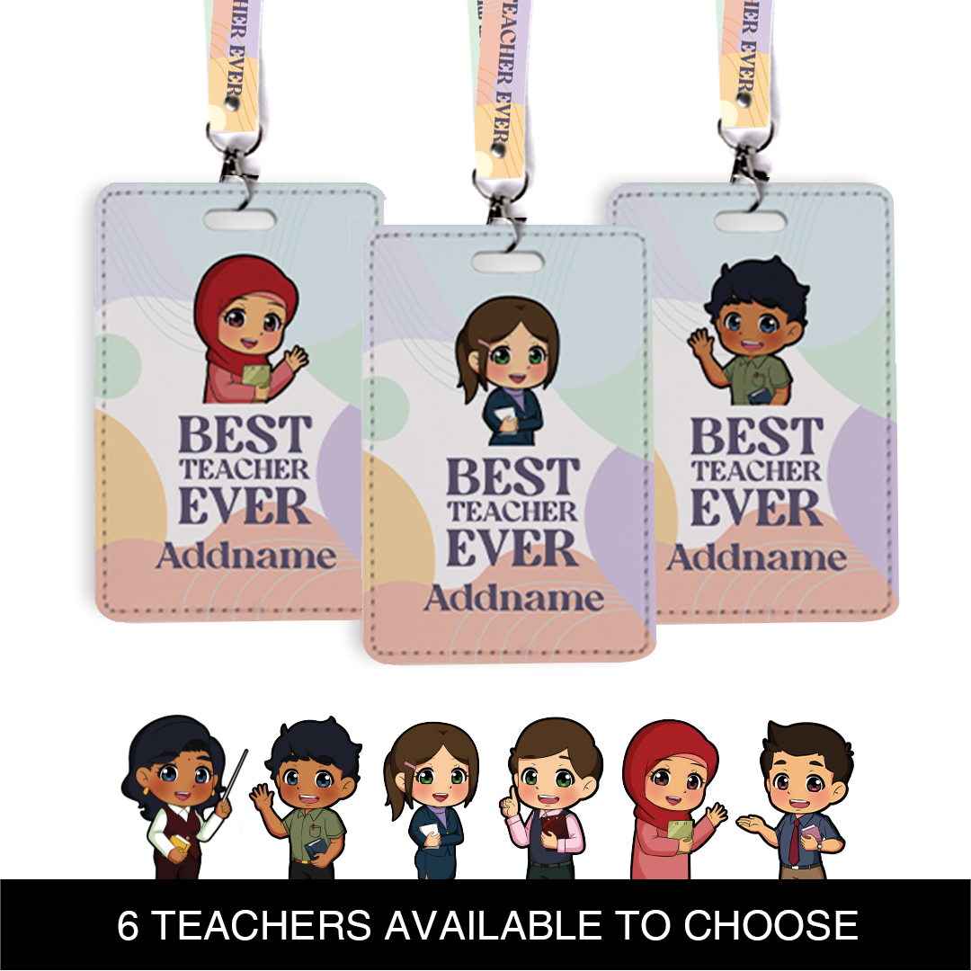 Chibi Best Teacher Ever Pastel Melody - Lanyard and Cardholder