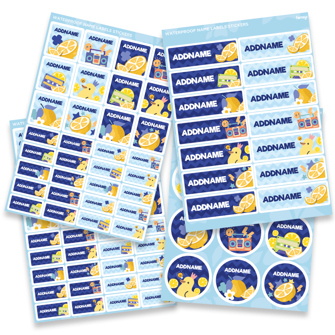 Squeezy Lemon Waterproof Name Label Sticker