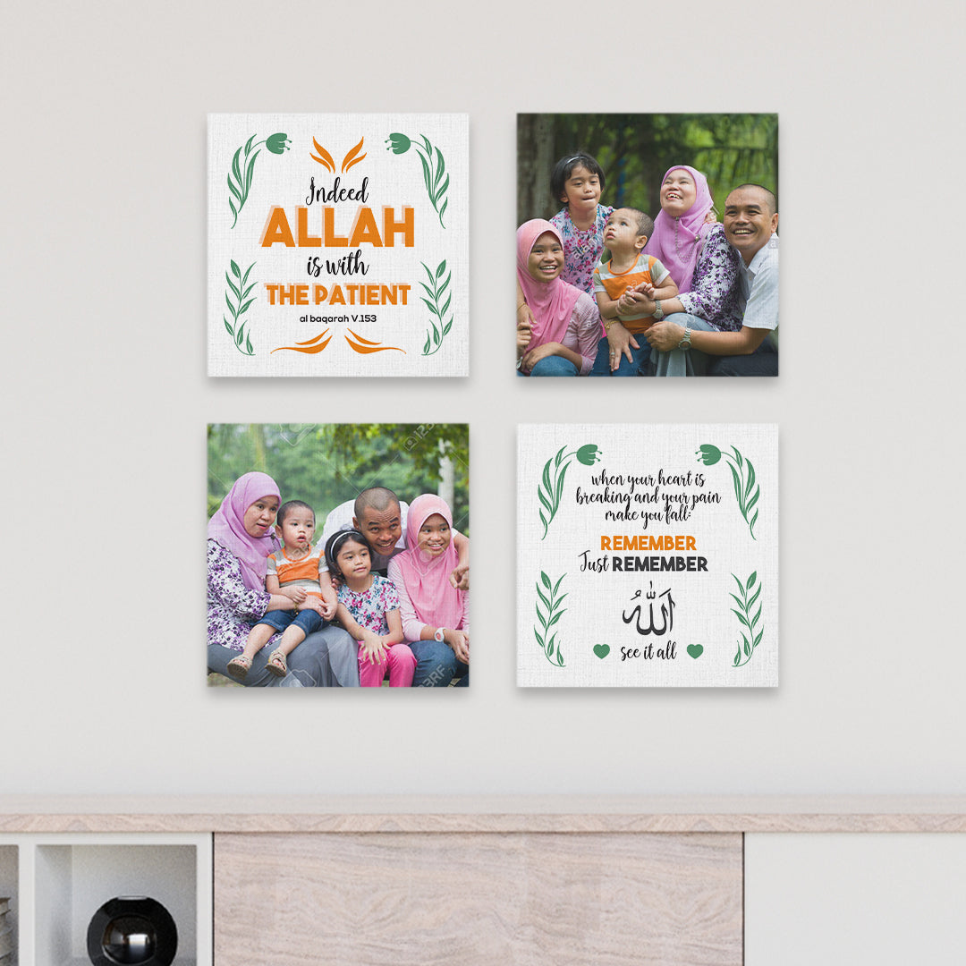 Photo Canvas Print Tiles - Muslim Quotes - Indeed Allah Is With The Patient