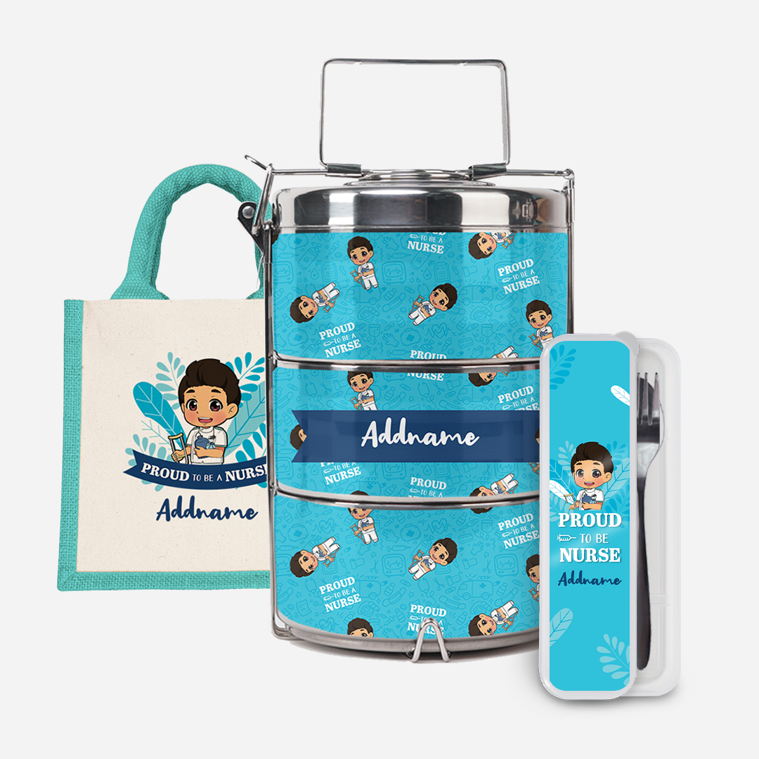 Nurse Series - Half Lining Lunch Bag, Tiffin Carrier and Cutlery Set