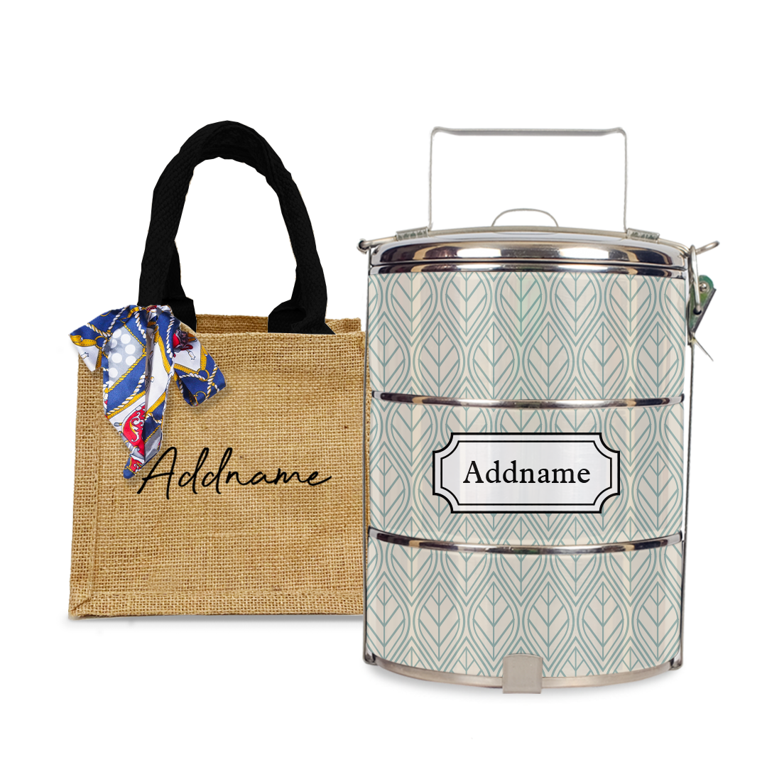 Minimal Geometric Leaf Tiffin Carrier