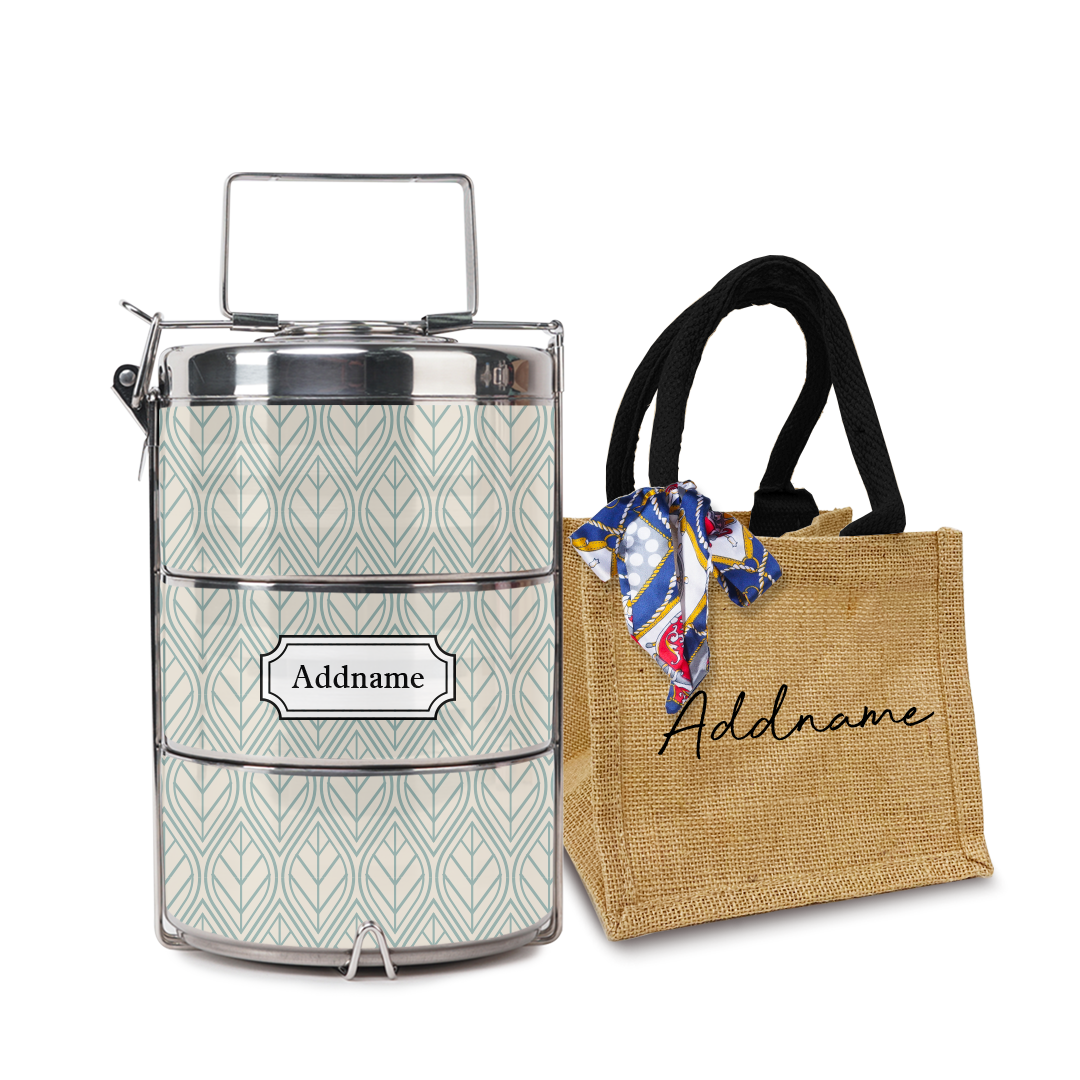 Minimal Geometric Leaf Tiffin Carrier