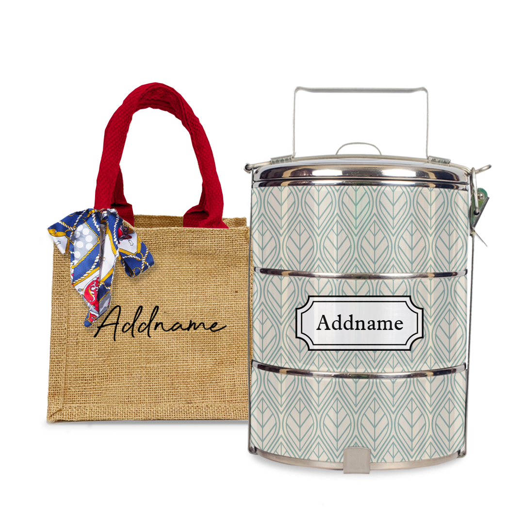 Minimal Geometric Leaf Tiffin Carrier