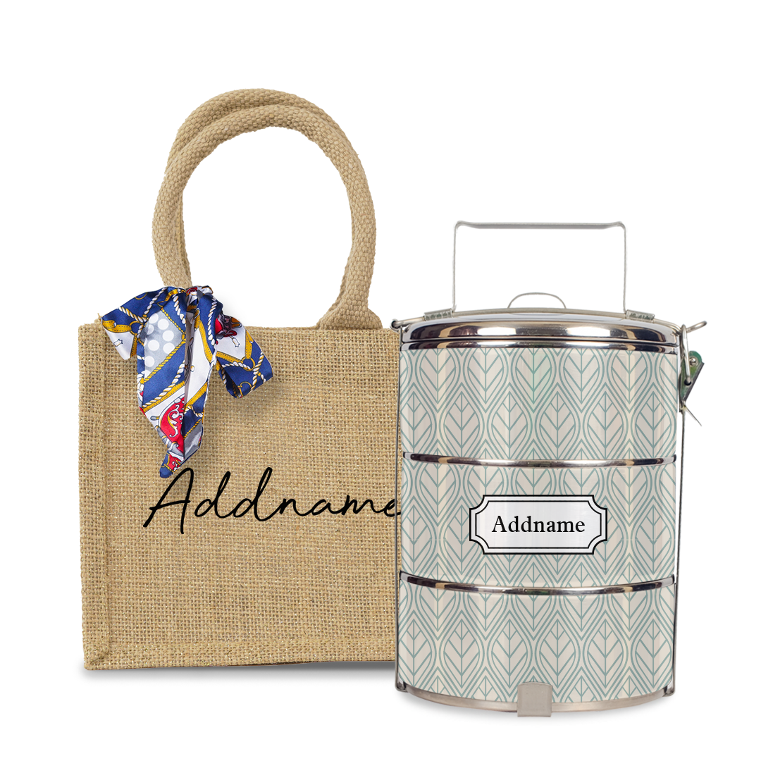 Minimal Geometric Leaf Tiffin Carrier