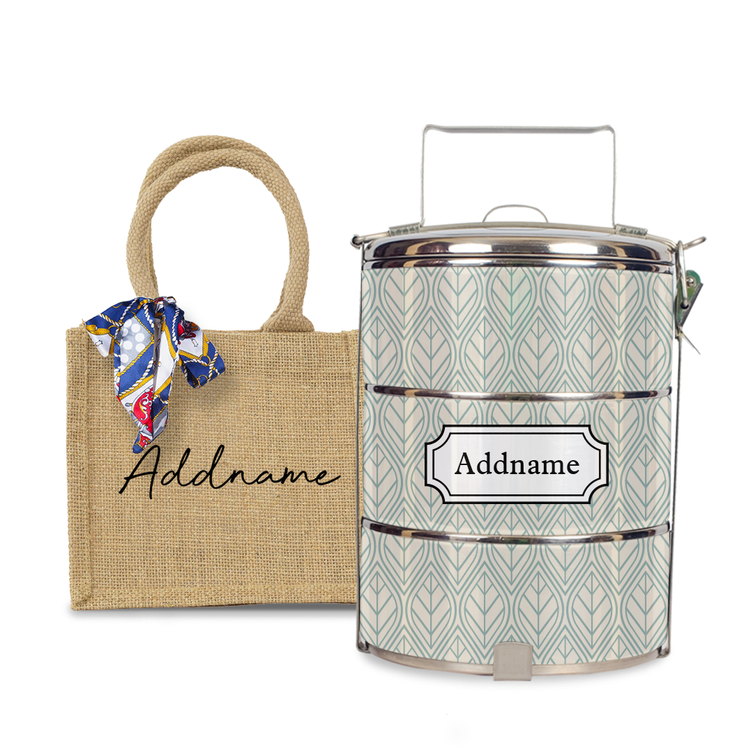 Minimal Geometric Leaf Tiffin Carrier