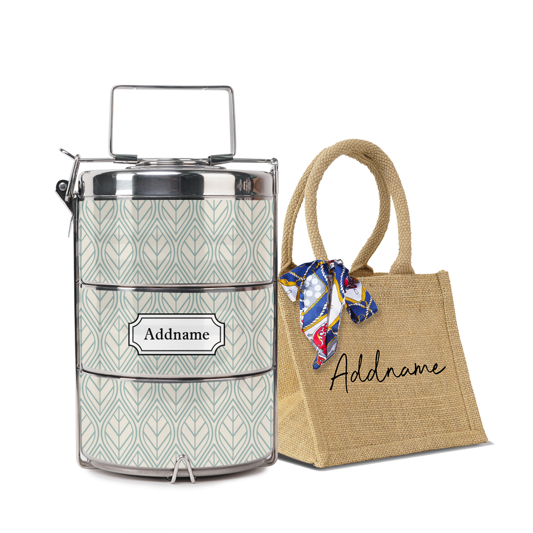 Minimal Geometric Leaf Tiffin Carrier