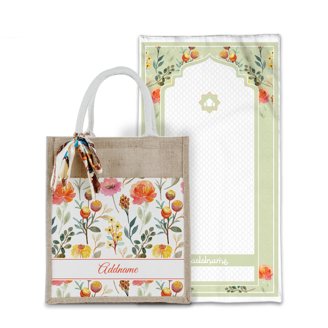 Laura Carnelian Sejadah with Matching Colourful Jute Bag