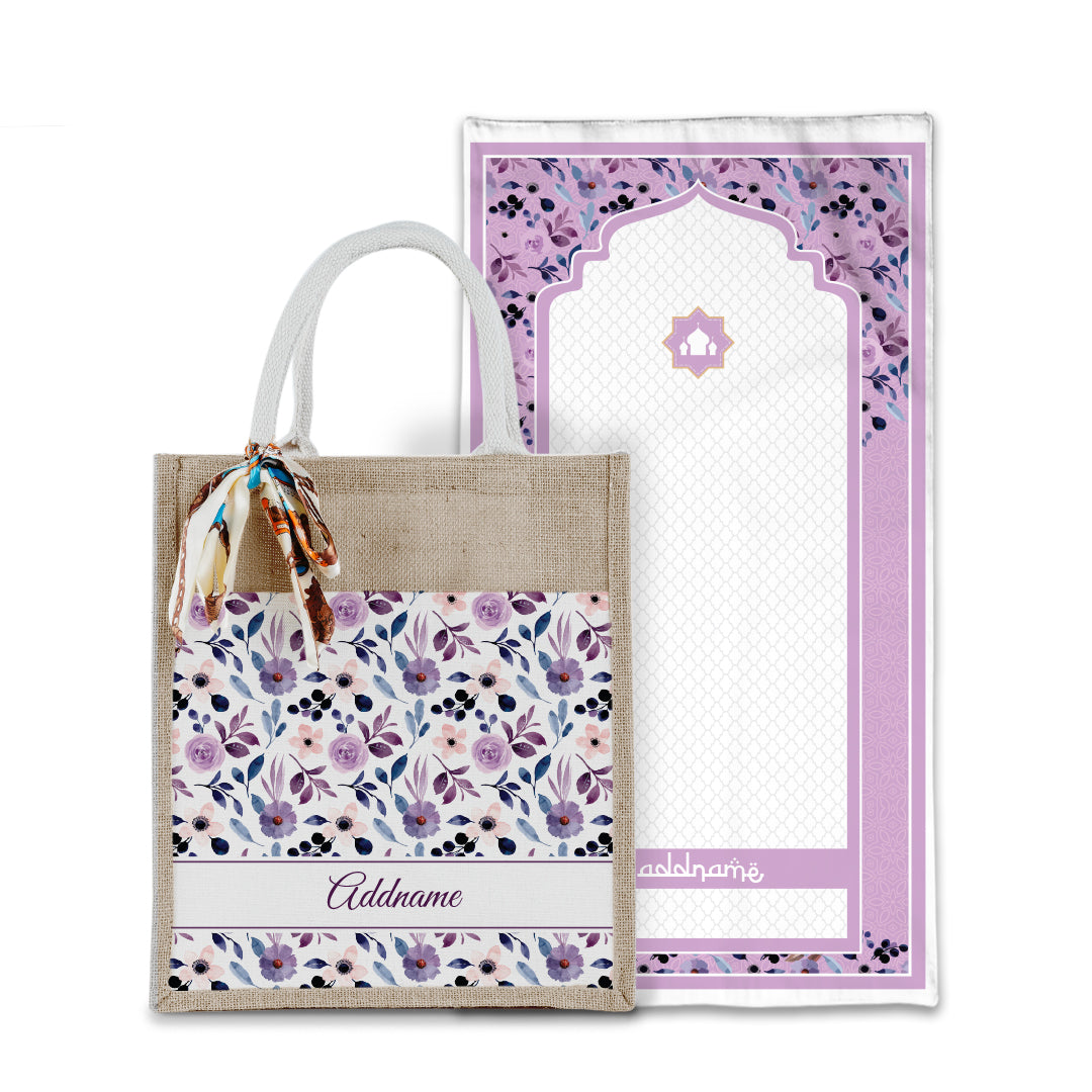 Laura Violet Sejadah with Matching Colourful Jute Bag